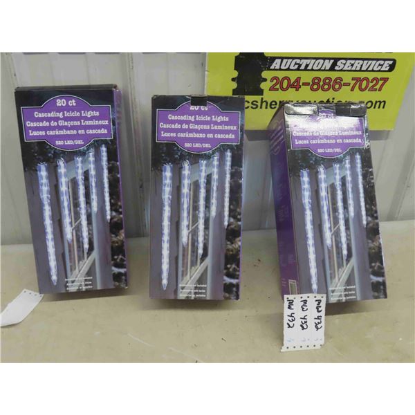 (3) 20' Icicle Lights New in Box