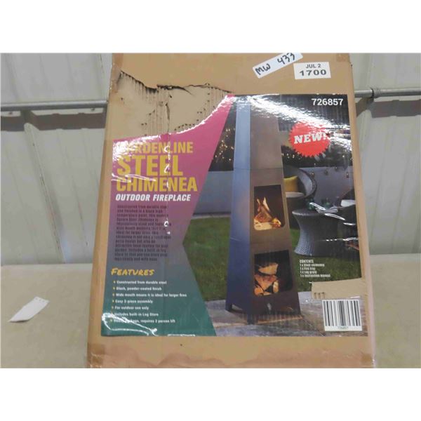 Garden Line Steel Chimenea Outdoor Fireplace New in Box 