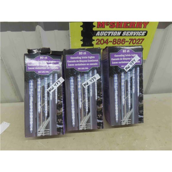 (3) 20' Icicle Lights New in Box