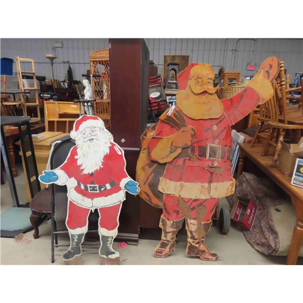 2 Wooden Santa Claus Displays ; 68" up to 40" wide & 53" up to 34" Wide