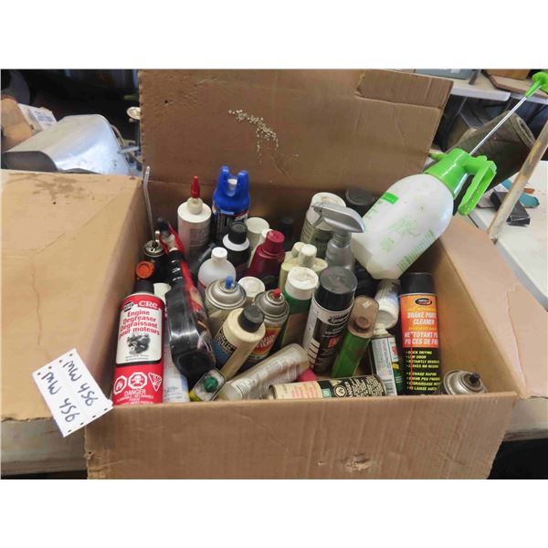 Box of Lubricants + Oils + Auto Cleaners - Some Over 1/2 Full, some Under