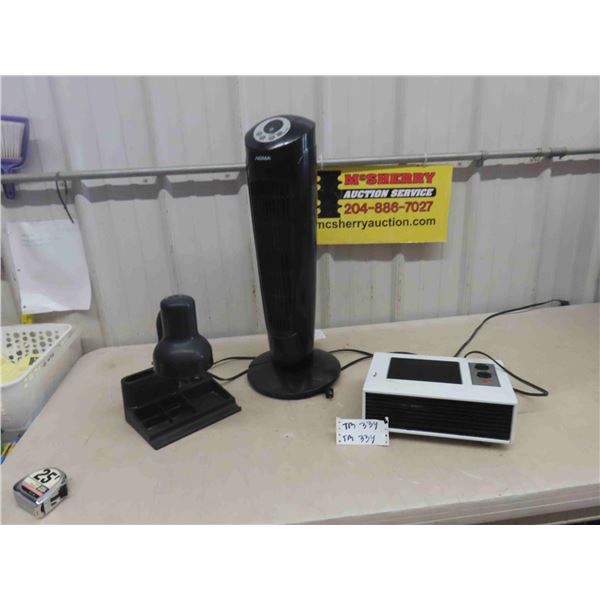 (2) 1500 Watt Heaters, Lamp, (2) 3lb Dumbbells