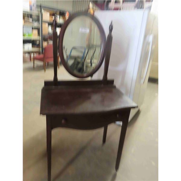 Make Up Stand with Swing Mirror + 1 Drawer 19" x 32" x 33"  plus Mirror 18" x 28"