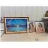Image 1 : Framed Painting on  Canvas - Steve Sevan 27" x 39" & (2)  Indigenous Prints - 