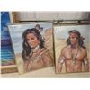 Image 5 : Framed Painting on  Canvas - Steve Sevan 27" x 39" & (2)  Indigenous Prints - 