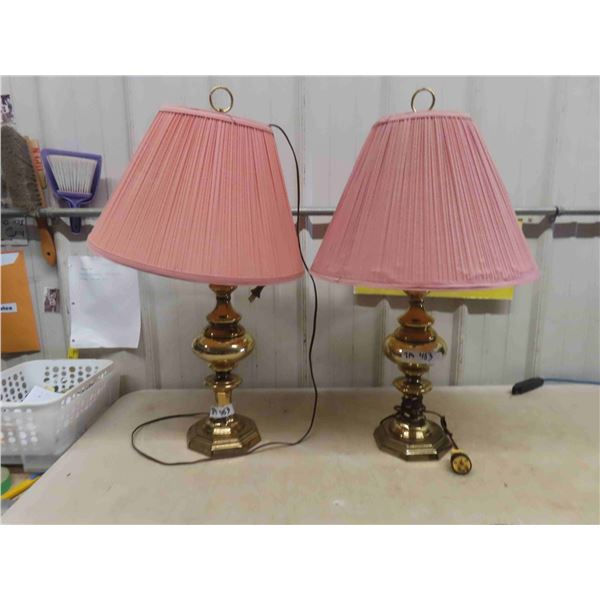 Set of Brass Electric Table Lamps