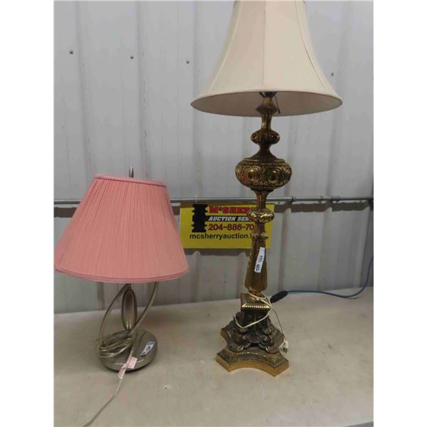 2 Electric Table Lamps ; 1 Modern, 1 Mid Century