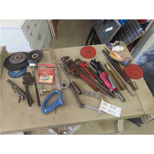 Pipe Wrench, Crescent, Brass Punch, Hack Saw, 1/2" Air Ratchet, plus more