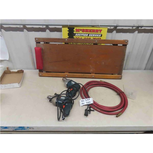 Creeper, (2) Power Drills, 20' Air Hose