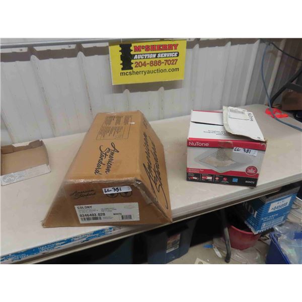 New American STD White Bathroom Sink + New Nutone Bathroom Exhaust Fan