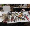 Image 1 : Odds n Ends of Tools ; Drill Bits, Level, Tin Snips, Riveter, Screwdriver, File, plus more