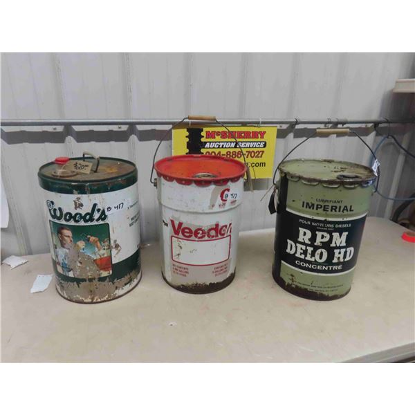 (3) 5Gal Pails ; Veedol, Woods, Imperial