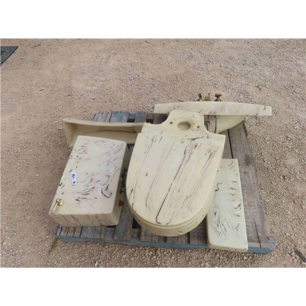 Marble Look Sink + Toilet - Used 