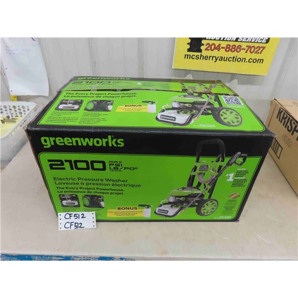 Greenworks 2100 Psi electric Pressure Washer New in Open Box