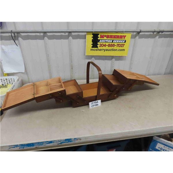 Portable Wood Fold Out Sewing Box