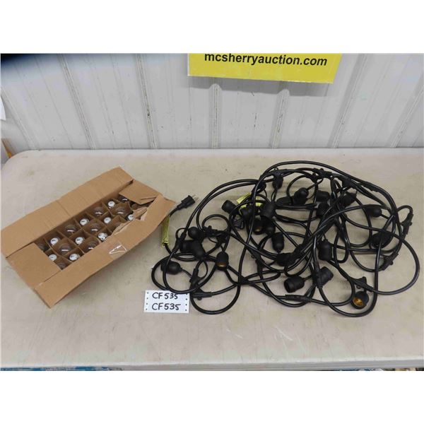 String of 24 Outdoor Patio Lights with Box of 26 Bulbs