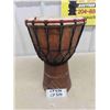 Image 1 : Carved Wood Bongo? Drum 15" tall 10" Wide