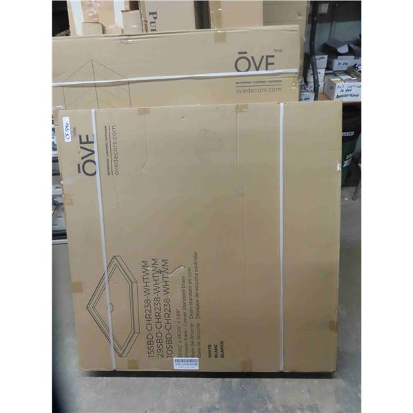 OVE Model 10SBD-CHR238 Shower Base - Corner Standard Drain, White, New in Box
