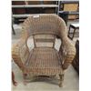 Image 2 : Wicker Chair with High Back + Arms , Cloth Covered Wood Frame High Back Arm Chair