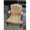 Image 3 : Wicker Chair with High Back + Arms , Cloth Covered Wood Frame High Back Arm Chair