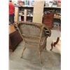 Image 5 : Wicker Chair with High Back + Arms , Cloth Covered Wood Frame High Back Arm Chair
