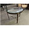 Image 2 : Modern Metal Framed Glass Top Crescent Table 15.5" x 22" x 26.5"