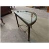 Image 3 : Modern Metal Framed Glass Top Crescent Table 15.5" x 22" x 26.5"