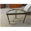Image 4 : Modern Metal Framed Glass Top Crescent Table 15.5" x 22" x 26.5"