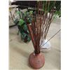 Image 4 : 2 Waterless Plants - Plastic with Sticks in Wicker Like Jug - Tallest Tree 67" 