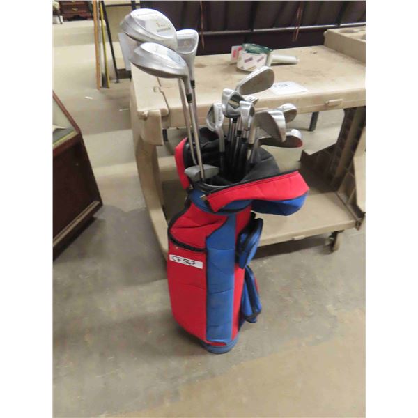 Powerbuilt 12 pc Golf Clubs with Bag ; 3 Metal Woods, 9 Irons