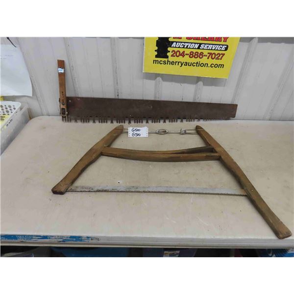 Vintage Wood Buck Saw + Crosscut Saw - Great Wall Hangers