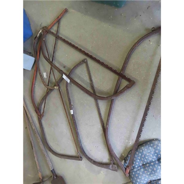 6 Vintage Metal Bow Saws - Various Sizes