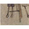 Image 3 : Various Yard/ Farm Tools ; Hay Forks, Spades, Post Hole Cleaner, Cultivators