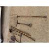 Image 5 : Various Yard/ Farm Tools ; Hay Forks, Spades, Post Hole Cleaner, Cultivators