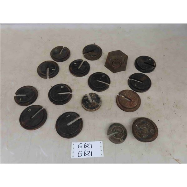 Cool Old Vintage Scale Weights ; 1 lb & 2 lbs