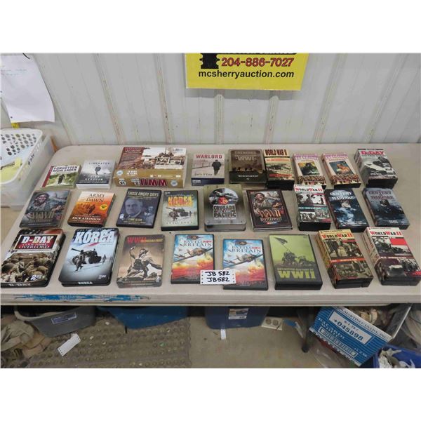 Large Assortment of War DVDs + VHS ; World War II, Korea Box Sets, plus more - a 