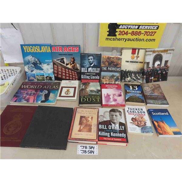 Assorted Books; World War II, Kennedy, Tucker Carlson, Atlas, plus more