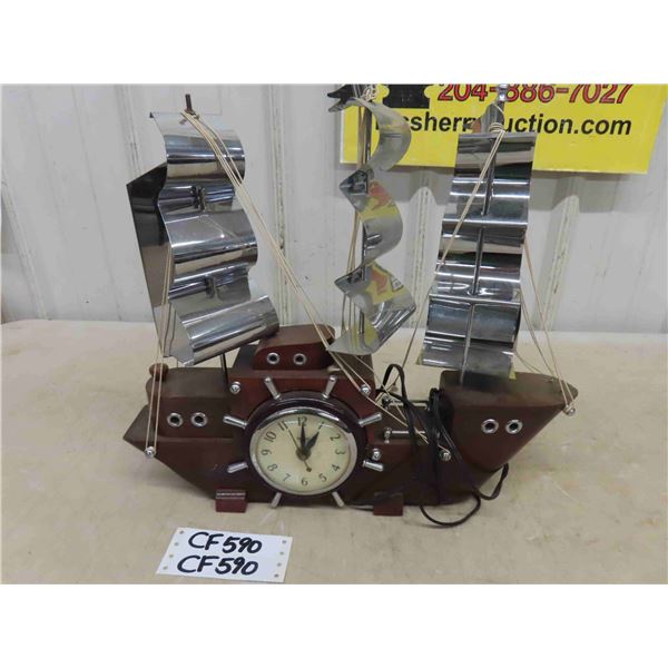 United Electric Ship Clock with Metal Sails