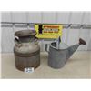 Image 1 : Metal Cream Can + Galvanized Watering Can - Great Yard Art