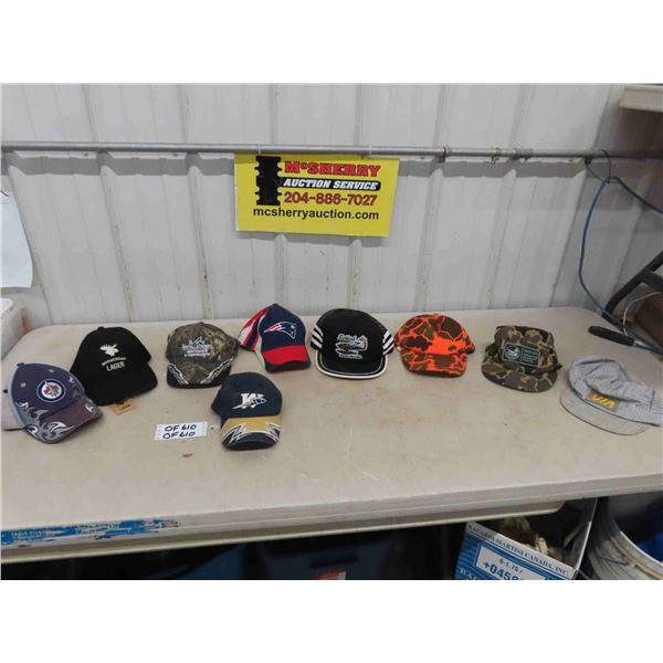 Assorted Advertising Baseball Caps ; Moosehead, VIA, Jets, plus more
