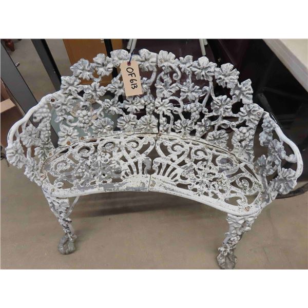 Cast Iron Garden Bench  Painted White 37" Wide