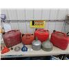 Image 1 : 4 Plastic Gas Containers , Assorted Funnels , Co-op Bulk Fuel 