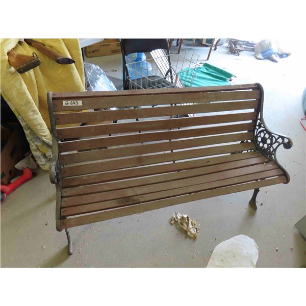 Wood Park Bench with Cast Iron Ends 49 1/2'' Wide