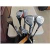 Image 2 : Golf Bag with 14 Assorted Clubs - Metal + Wood Drivers , Irons