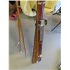 Image 5 : Antique Wood Skis with Boot Bindings and 2 Sets of Poles - 1 