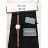 Image 1 : Swiss Made Gold Plated Gucci Watch with Leather Strap in Box 