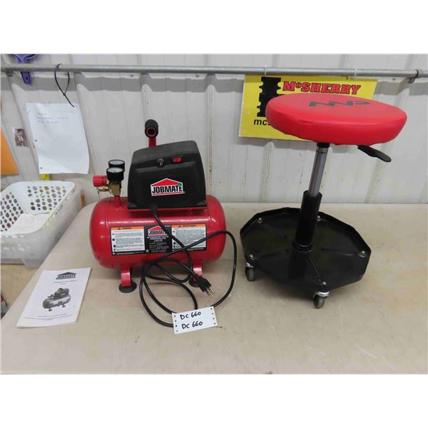 Jobmate 3 Gal Portable Air Compressor, Adjustable Rolling 