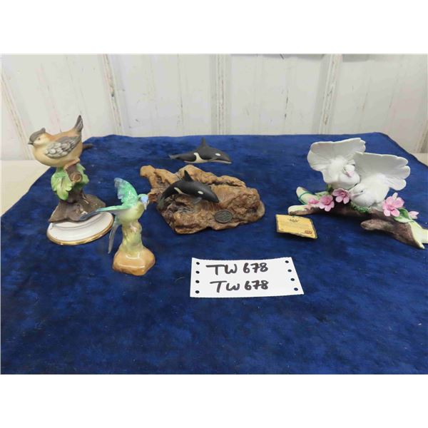 4 Ornaments - 2 Capodimonte, 1 John Perry, 1 Crown Staffordshire