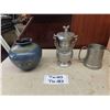 Image 1 : Pewter Mug, Fat Lava Vase, German Pewter Tankard 