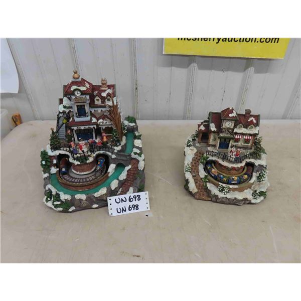 2 Battery Operated Christmas Decorations with Rotating Train 